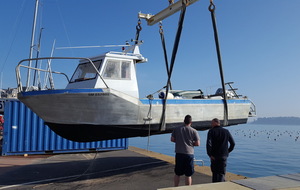 mise à l'eau du bateau 